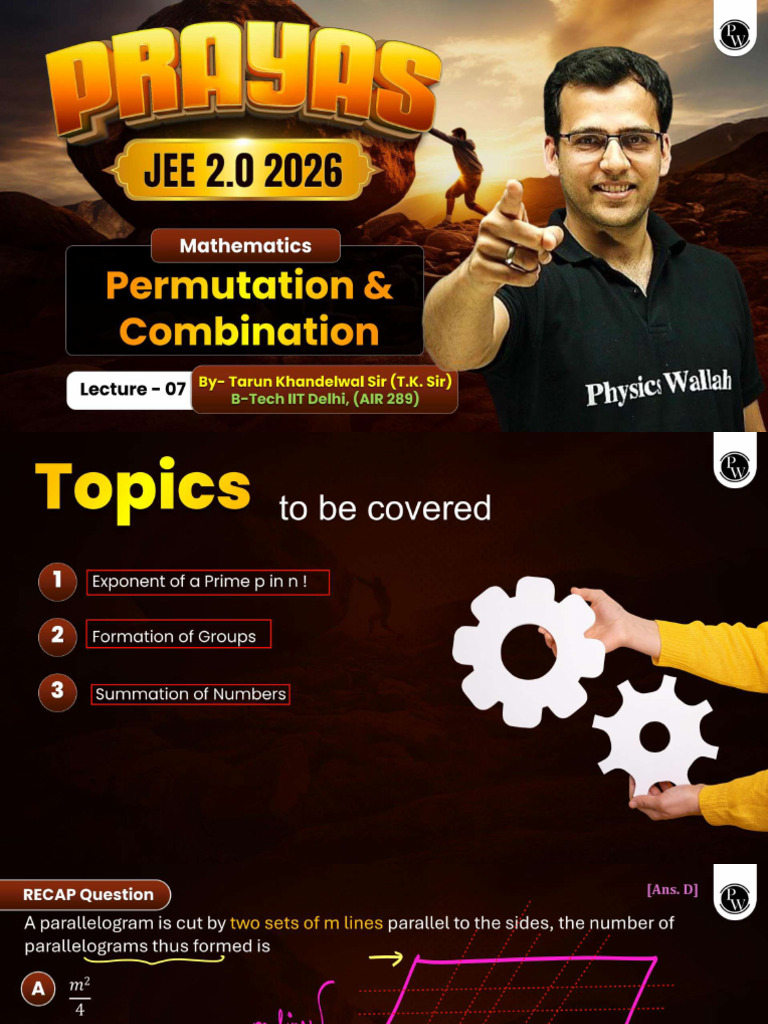 Permutations and Combinations 07 Class Notes | PDF