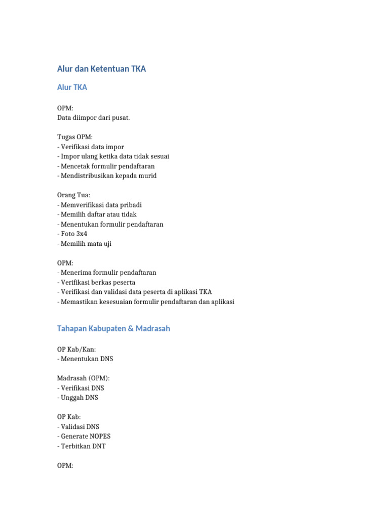 Alur Dan Ketentuan TKA | PDF