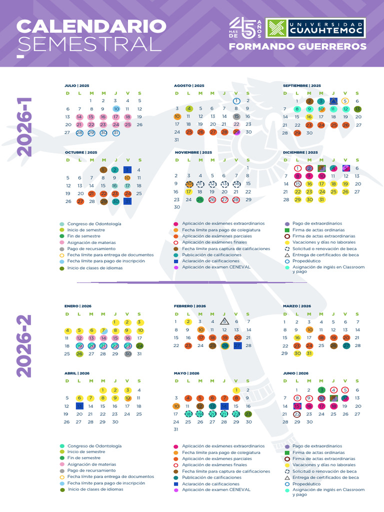 Calendario Semestral 2026 | PDF