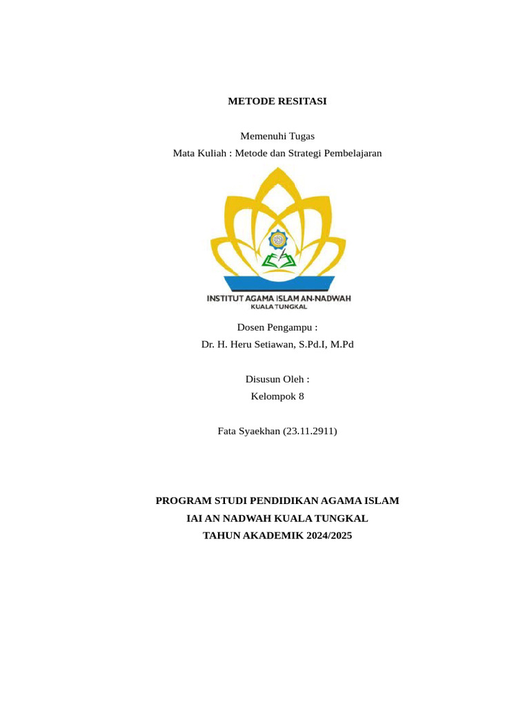 Metode Resitasi Kel 8 | PDF