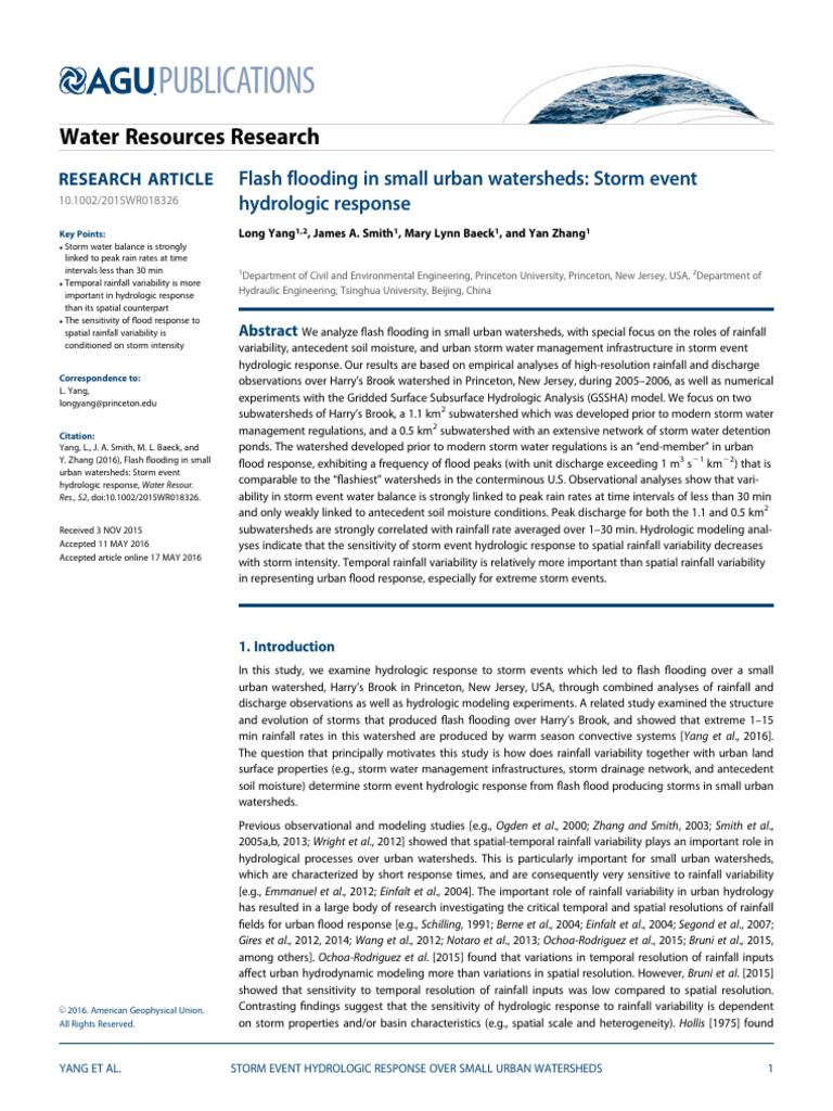 Yang Et Al 2016 Water Resources Research | PDF | Drainage Basin | Flood
