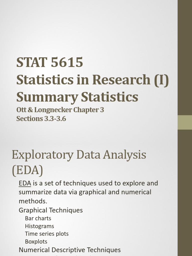 Lesson 3 - Numerical Summaries | PDF | Mean | Statistics