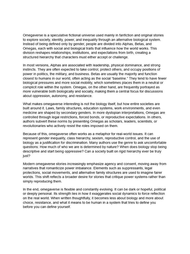 Definition of Omegaverse Fiction | PDF | Gender | Gender Studies