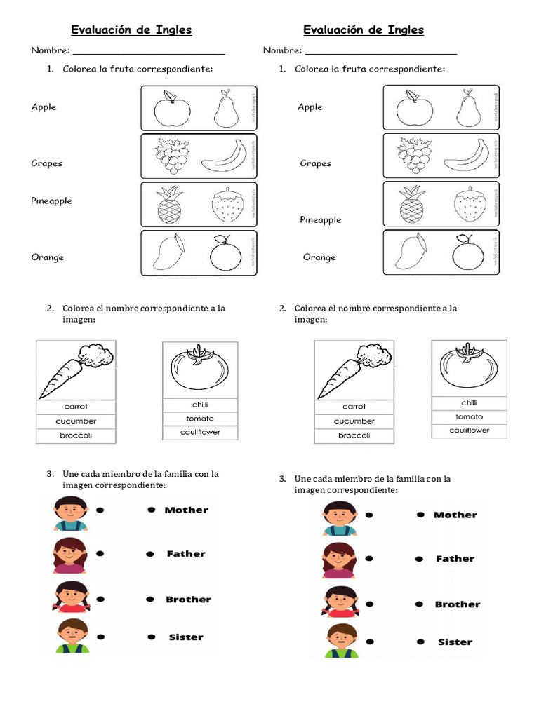 Evaluación de Ingles Segundo Periodo | PDF