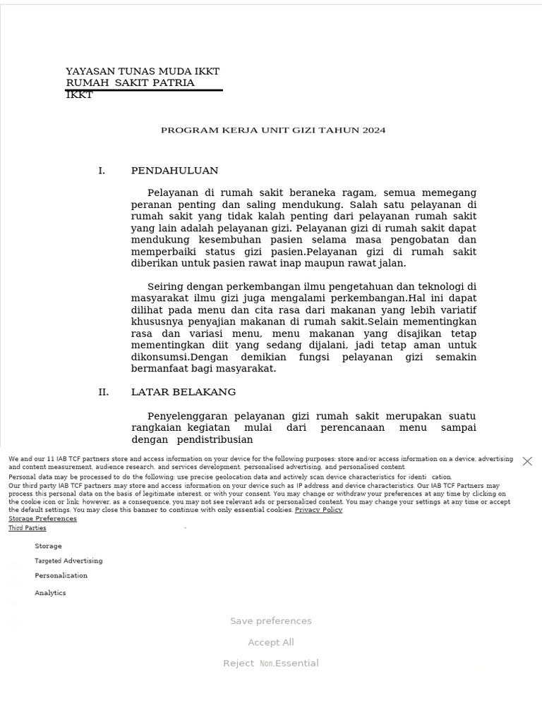 Program Kerja Gizi DR PDF | PDF
