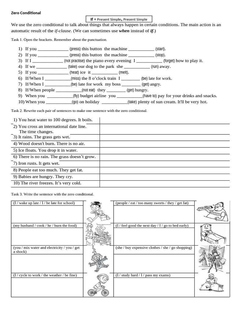 Zero Conditional Fun Activities Games Grammar Drills 37212 | PDF