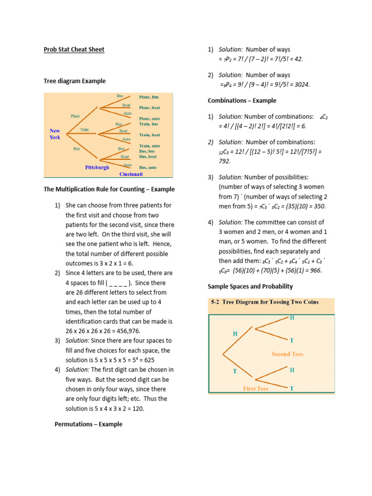 Prob Stat Cheat Sheet | PDF | Probability Distribution | Random Variable