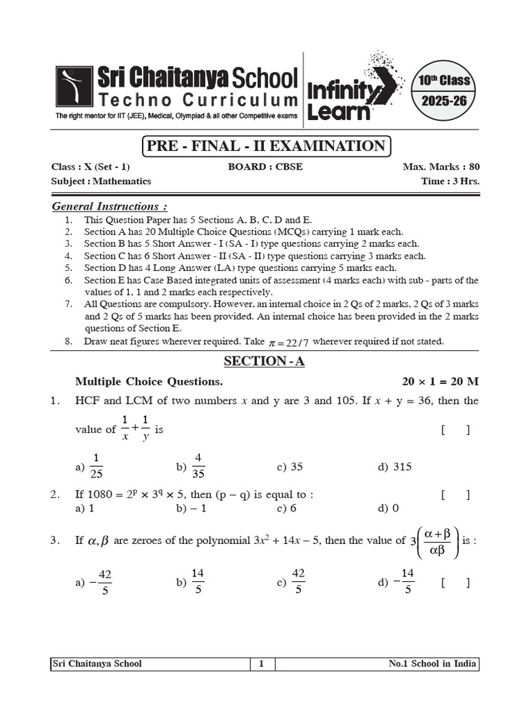 Cbse Math Pre Final - II Set - 1 [521571].Pdfdisplayname=Cbse Math Pre ...