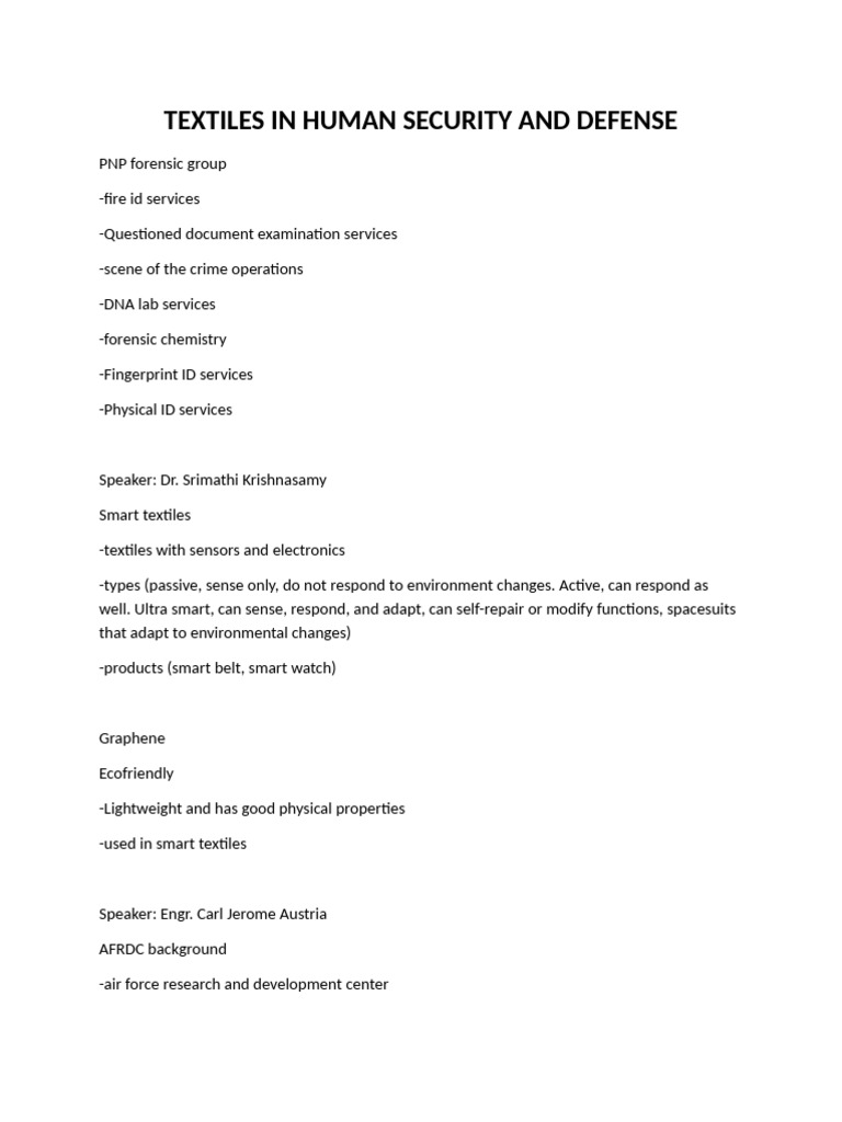 Textiles in Human Security and Defense | PDF