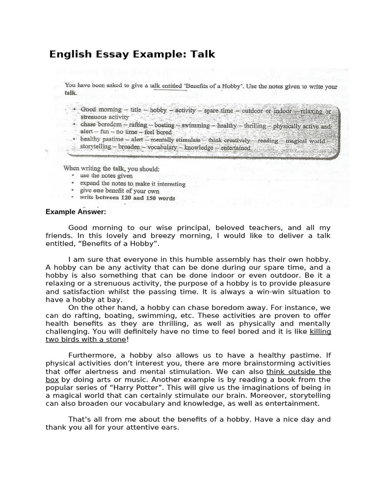 PT3 English Essay Example | PDF | Hobbies