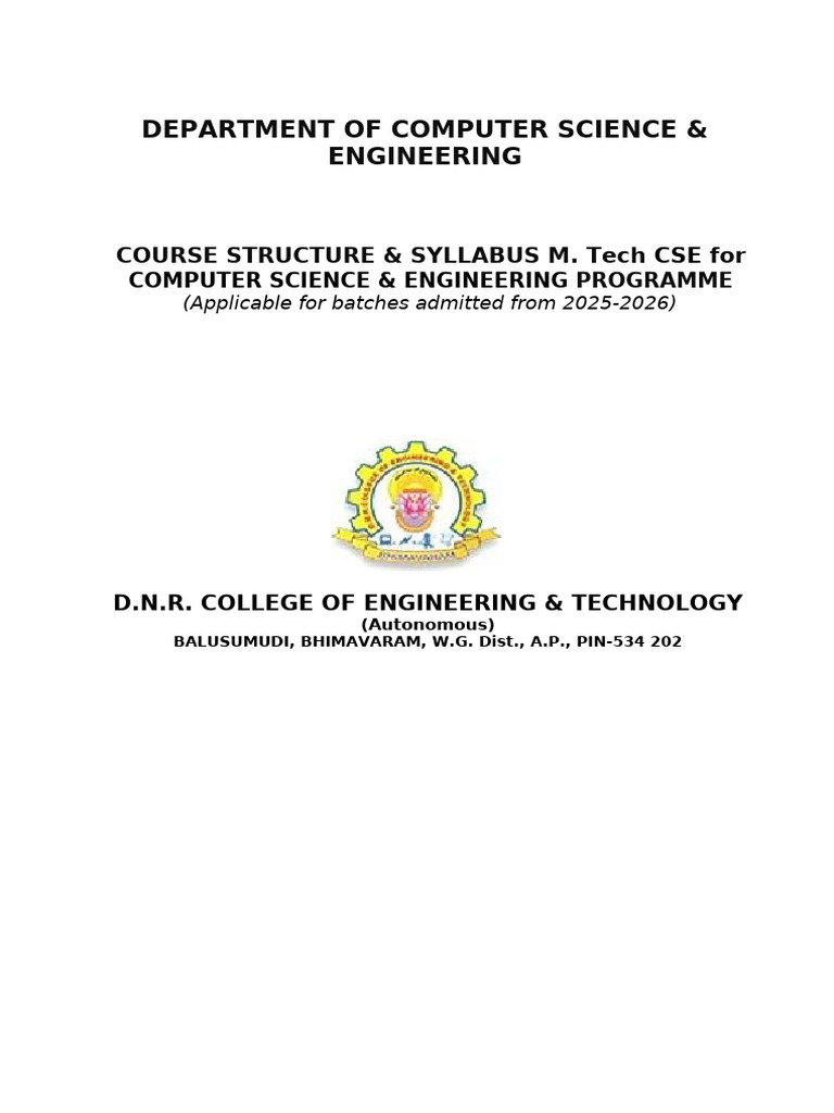MTech-CSE-Course Structure | PDF | Computing | Software Engineering