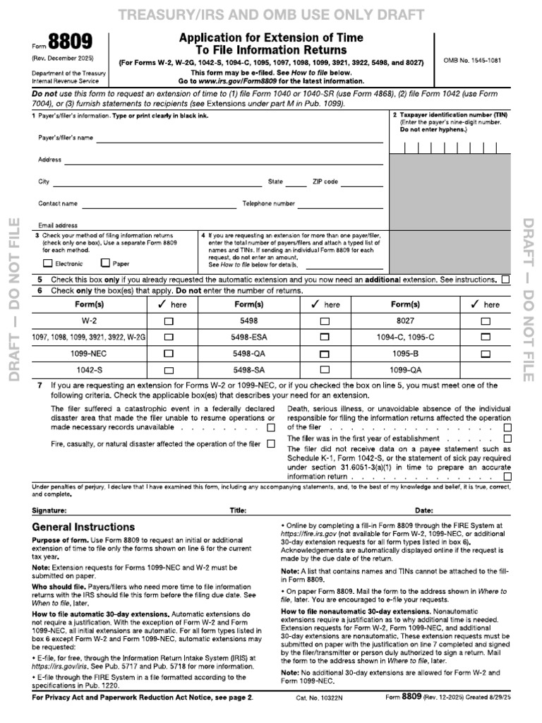 Form 8809 | PDF