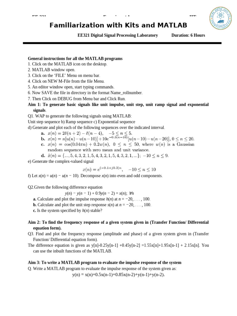 IITP Lab Manual Final (v-3) | PDF | Convolution | Integrated ...