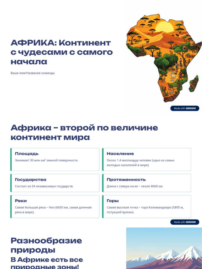 AFRIKA Kontinent S Chudesami S Samogo Nachala | PDF