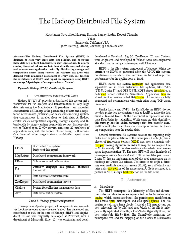 Chapter3 3-HDFS | PDF | Apache Hadoop | Computer File