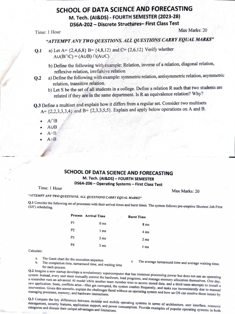 Sem 4 Question Paper 2023-28 | PDF