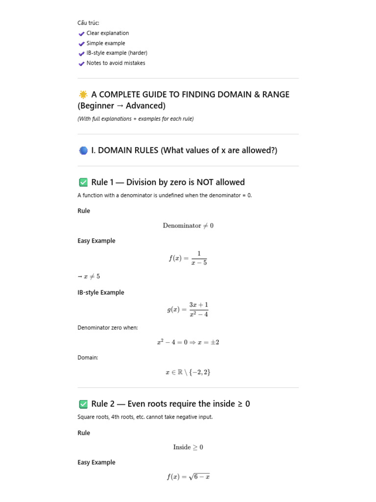 Domain and range rules | PDF | Complex Analysis | Combinatorics
