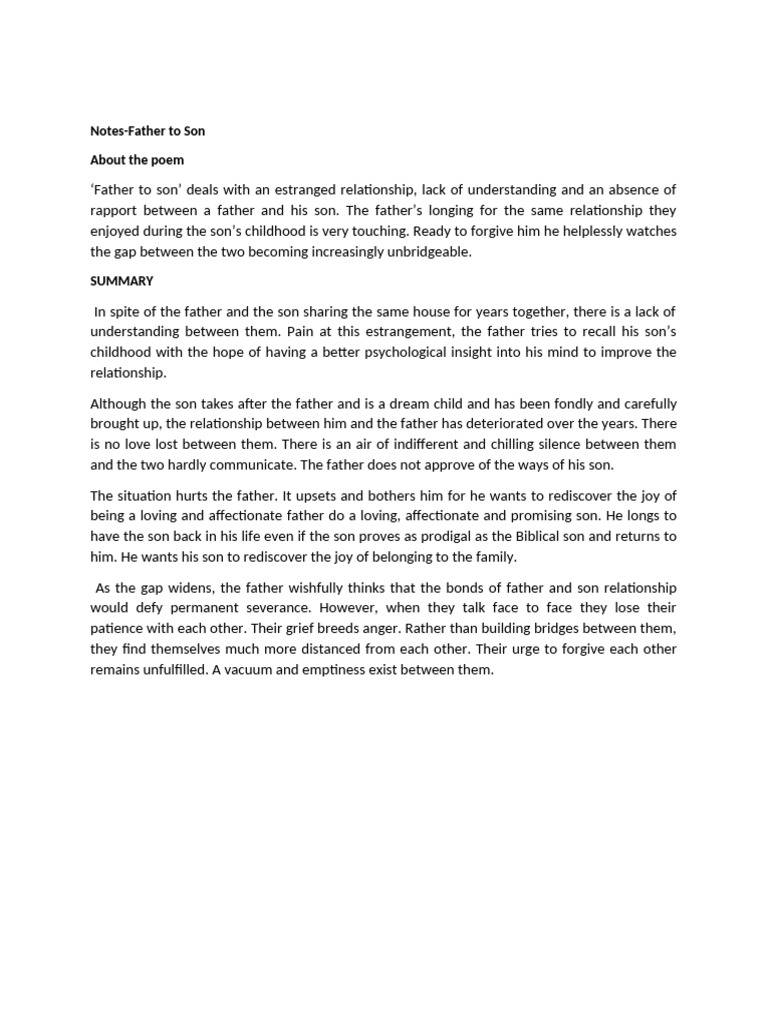 Notes-father to Son | PDF