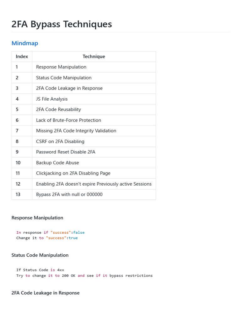 2FA Bypass Techniques | PDF