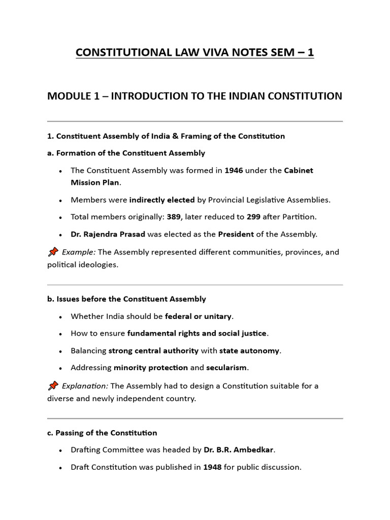 Constitutional Law Viva Notes Sem | PDF | Justice | Crime & Violence