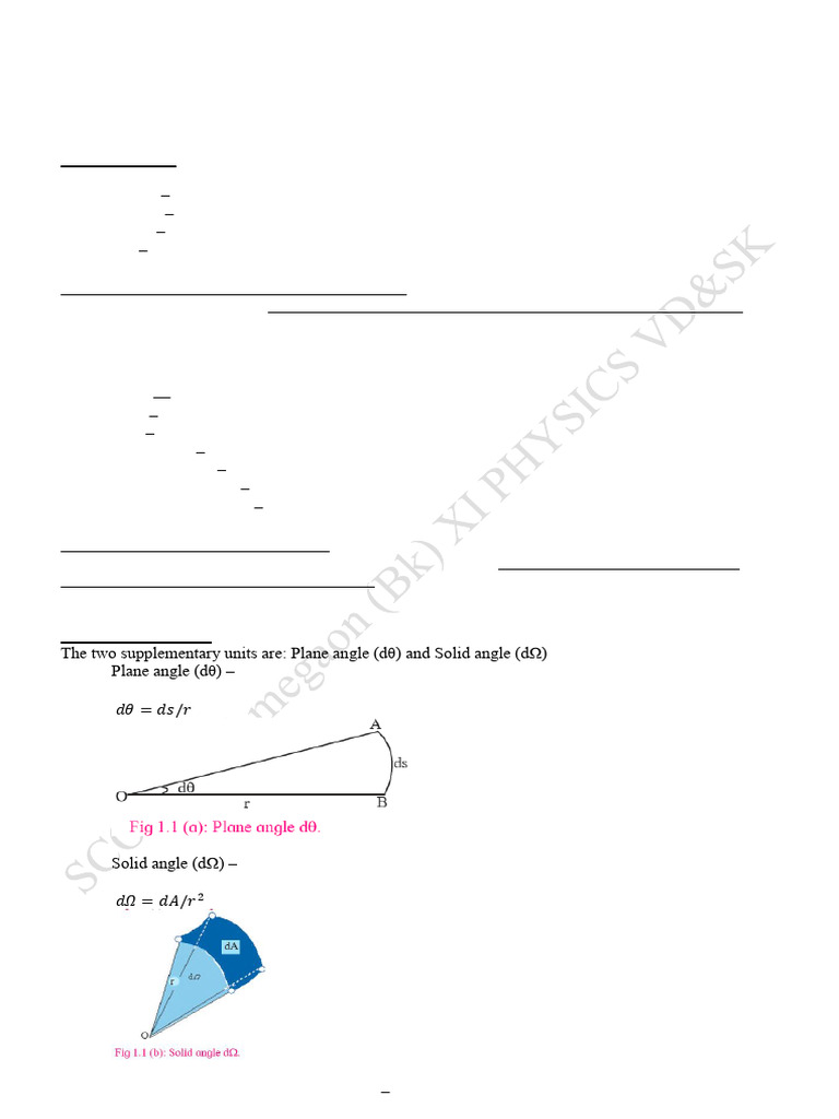 XI PHYSICS Chapter 1 Units and Measurements | PDF | International ...