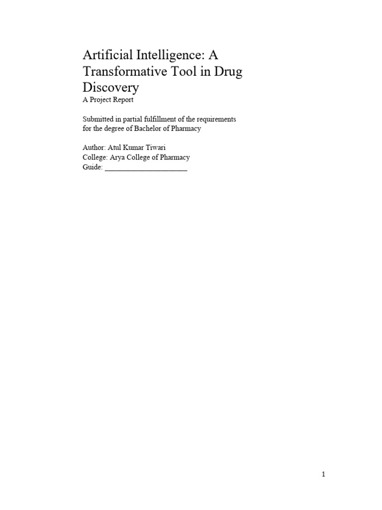 Artificial Intelligence Drug Discovery Full Project | PDF ...