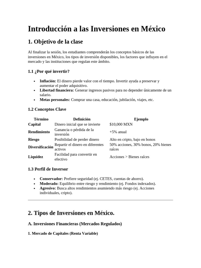 C10 Introducción A Las Inversiones en México | PDF | Compartir ...