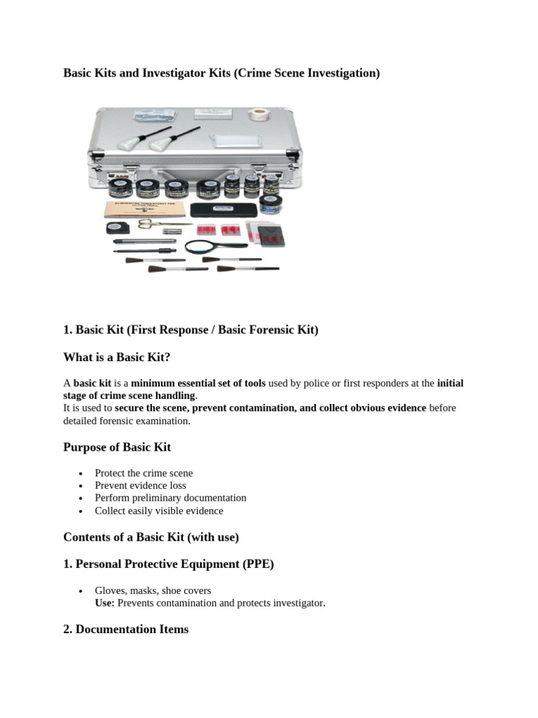 Basic Kits and Investigator Kits and Tele Forensic Technology | PDF ...