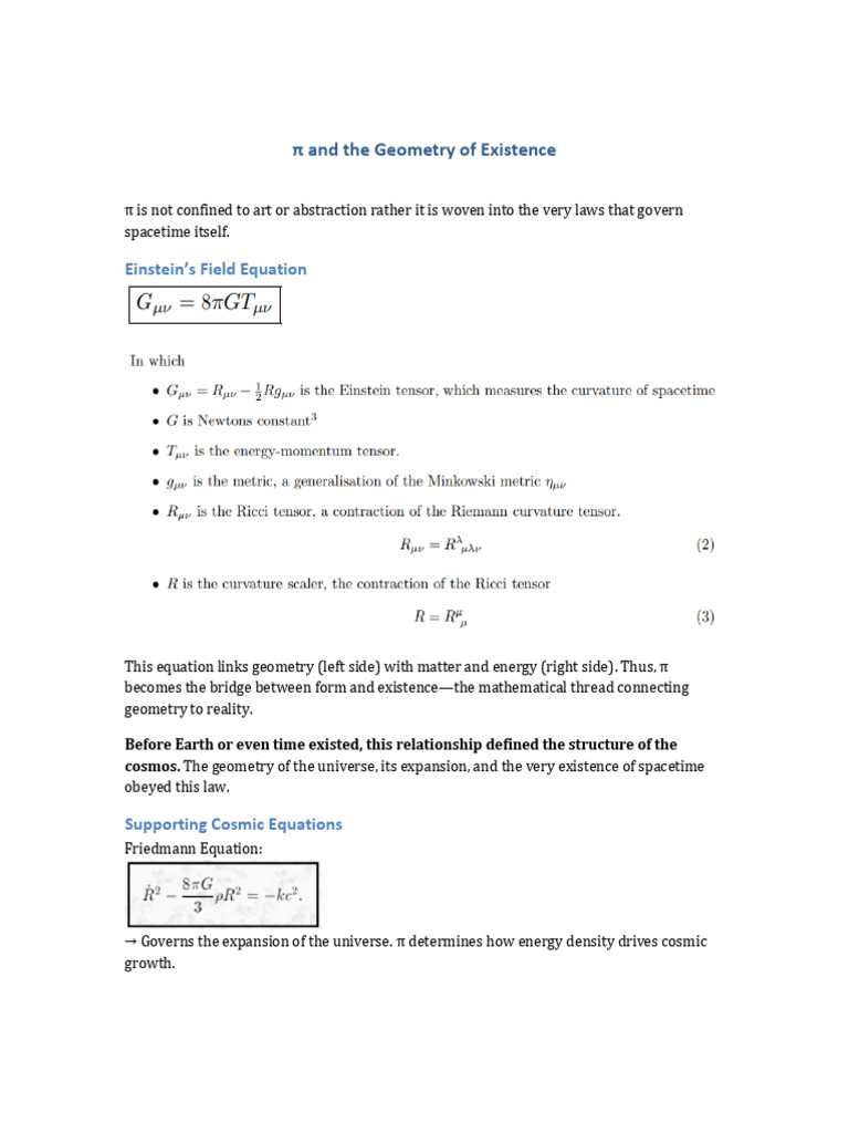 Pi and the Geometry of Existence | PDF
