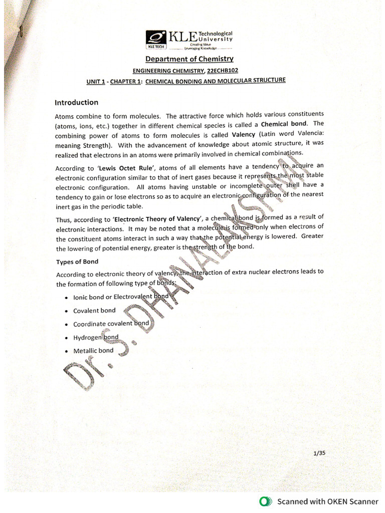 CHEMISTRY Chapter 1 Notes | PDF