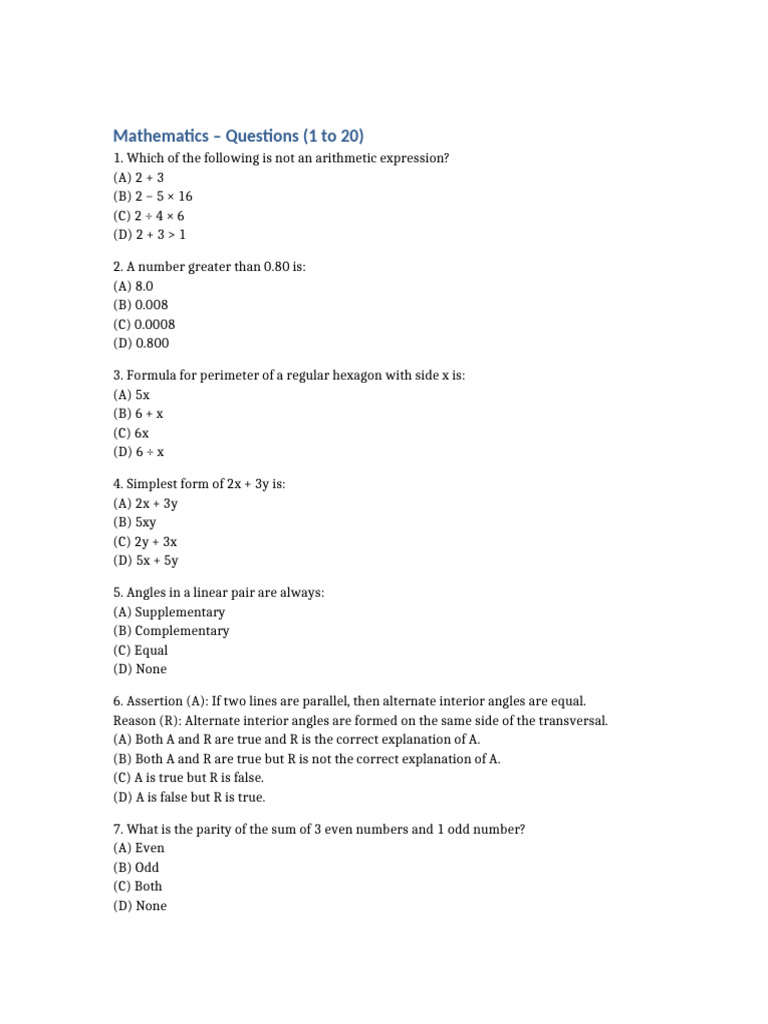 Questions 1 To 20 | PDF