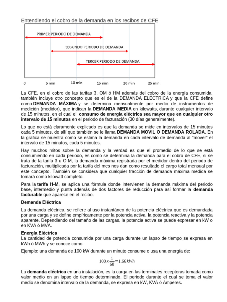 Entendiendo El Cobro de La Demanda en Los Recibos de CFE | PDF ...
