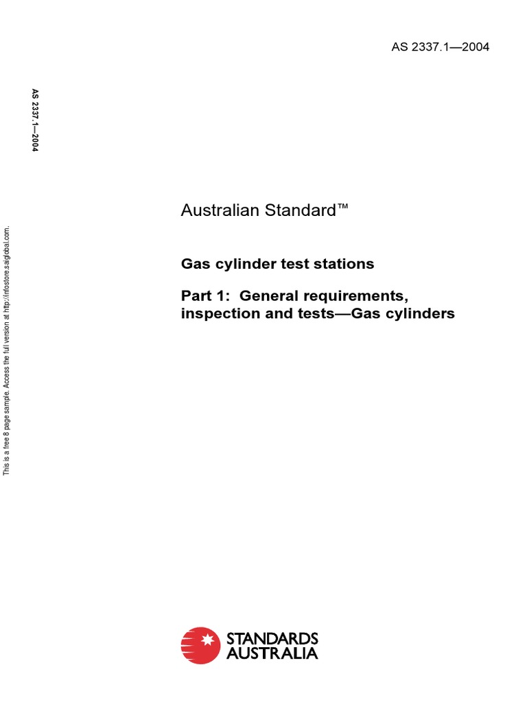 As 2337.12004 Gas Cylinder Test Stations General Requirements Inspection and Tests Gas