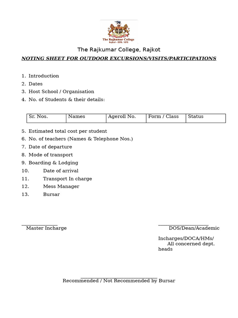Noting Sheet Format | PDF