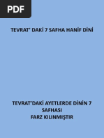 TEVRAT’DAKİ  7 SAFHA HANİF DİNİ