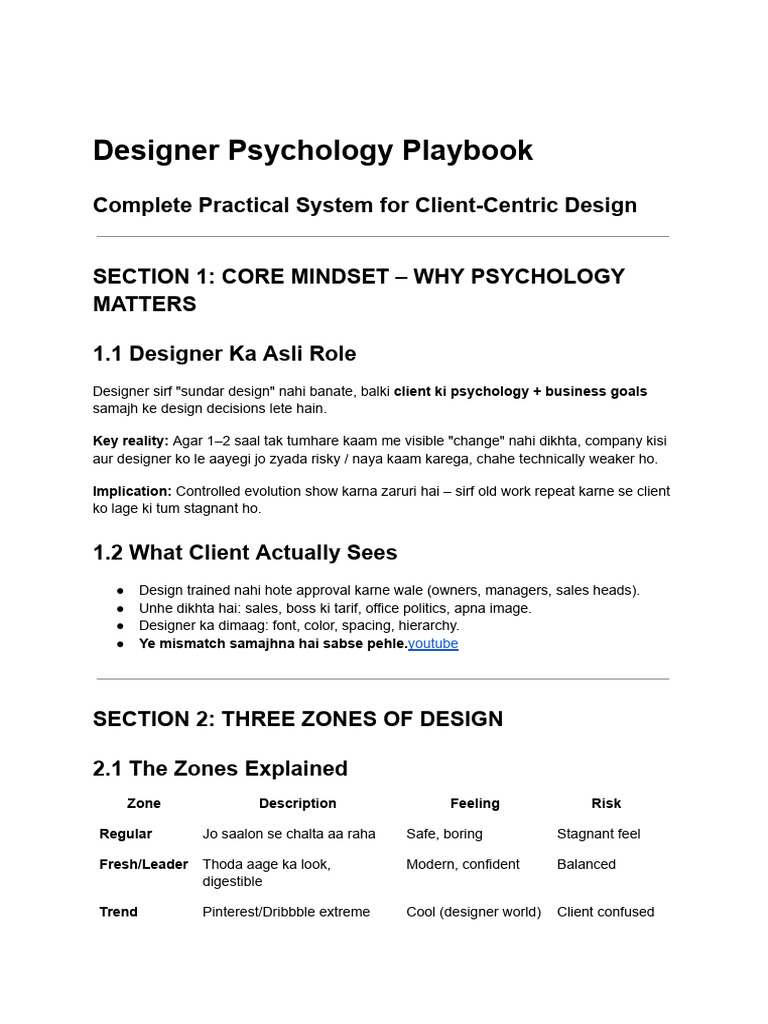 Designer Psychology Playbook (Client Centric) | PDF | Typography ...
