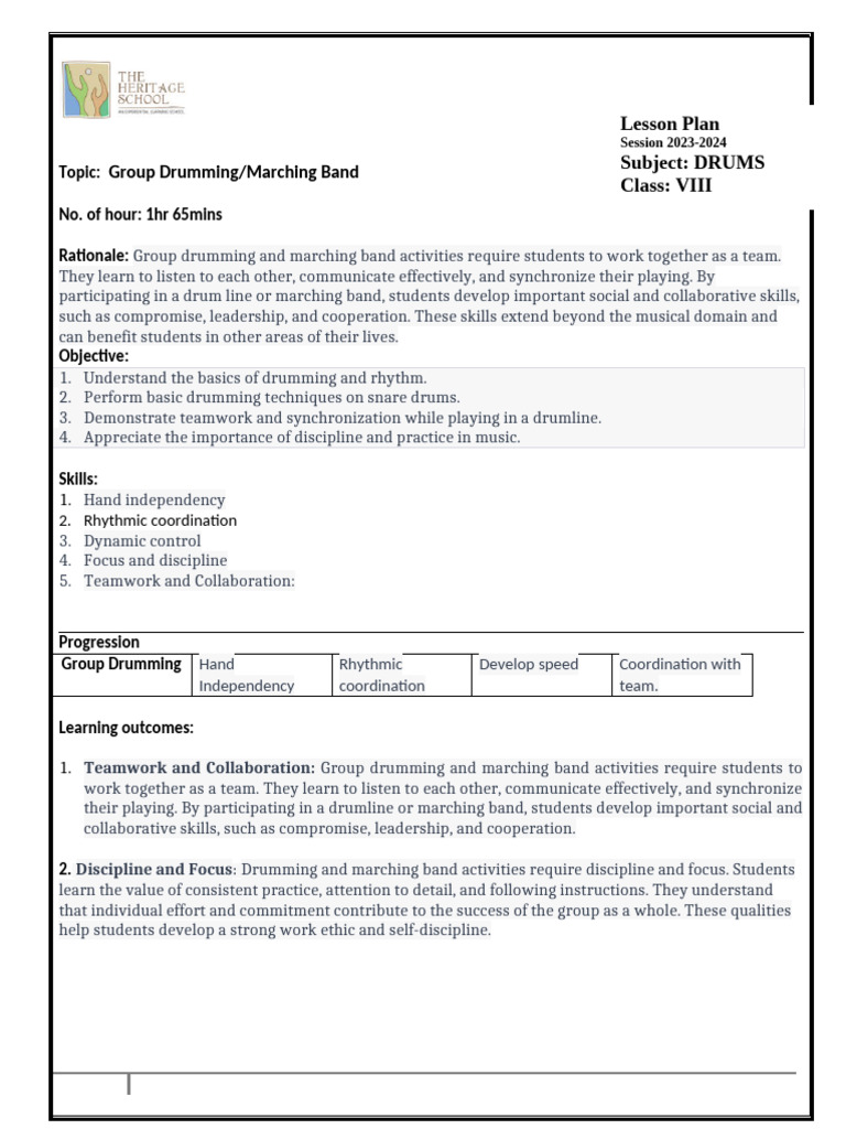Group Drumming or Marching Band Grade 8 | PDF | Rhythm | Disciplines