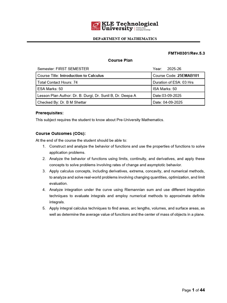 Maths Lesson Plan | PDF | Integral | Calculus