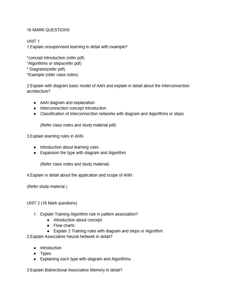 NNDL Unit 1 and 2 Important Questions | PDF