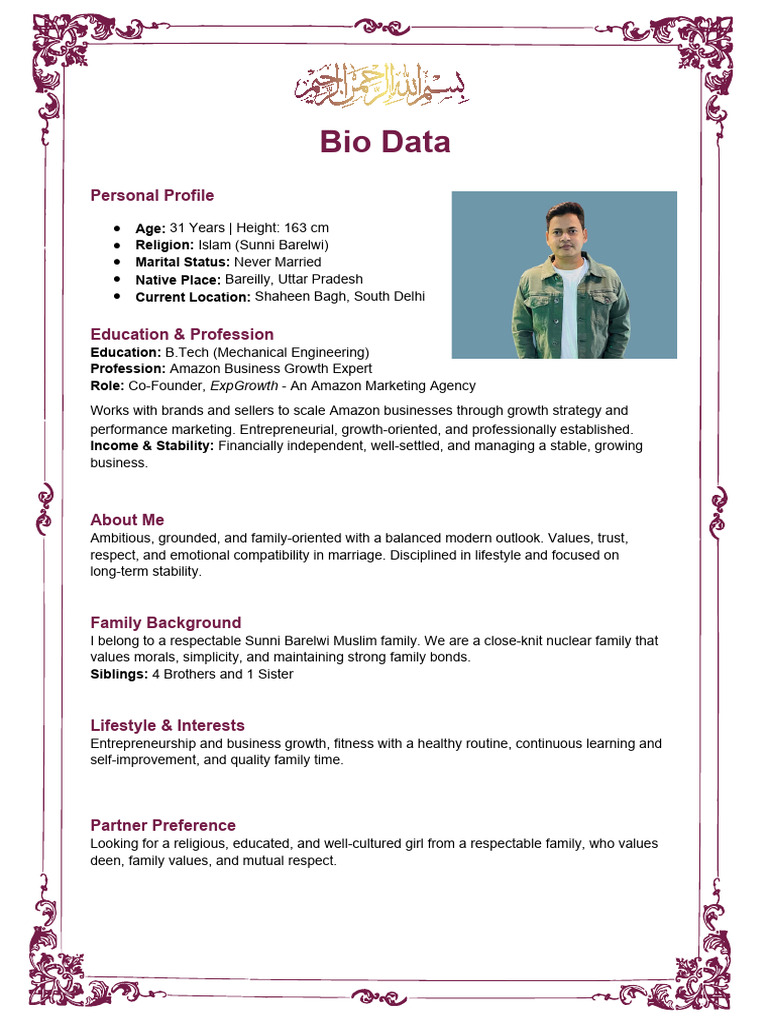 Bio Data Qamar | PDF