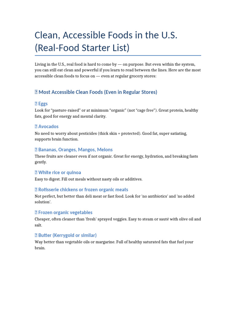 Clean Accessible Foods List | PDF