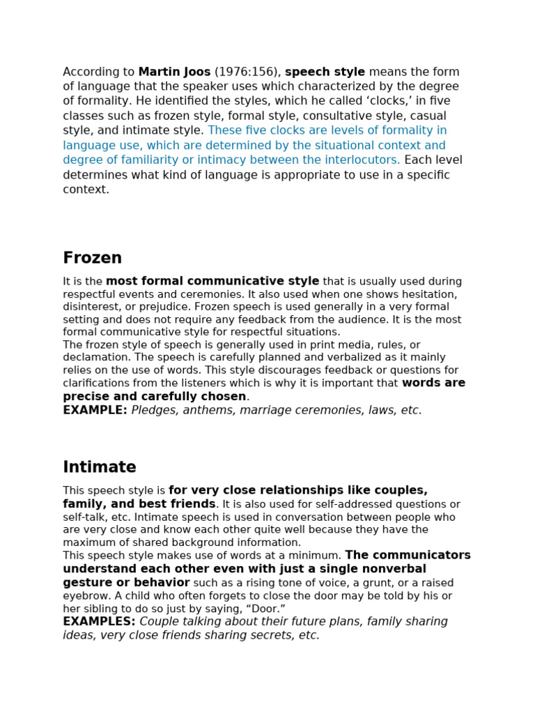 Speech Styles and Speech Acts | PDF | Communication | Linguistics
