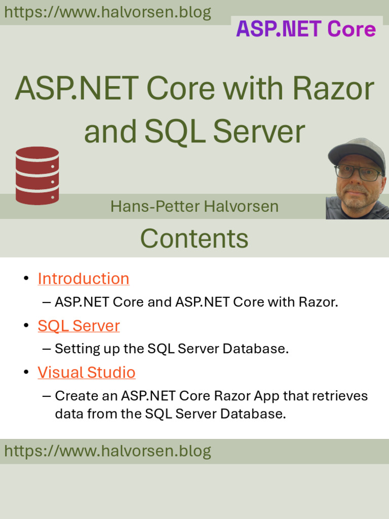 Core With Razor and SQL Server | PDF | Microsoft Sql Server | Computing