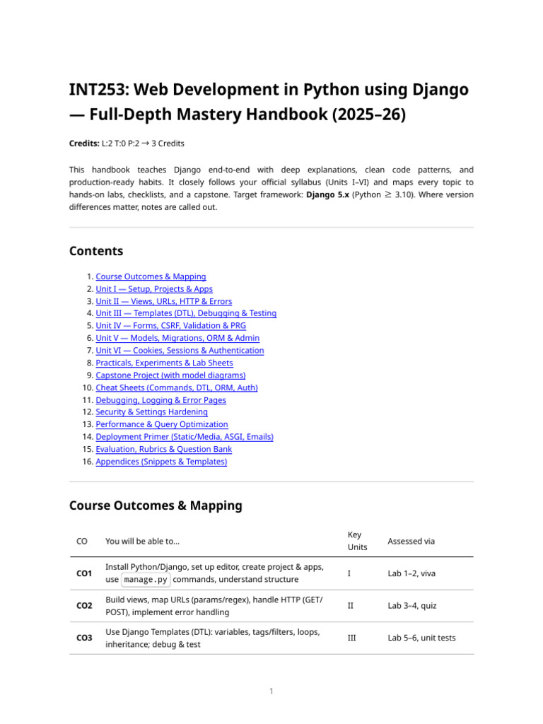 Int253 Django - Full Depth Mastery Handbook (Regenerated 2025-26) | PDF ...