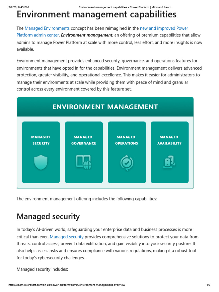 Environment Management Capabilities - Power Platform | PDF | Computer ...