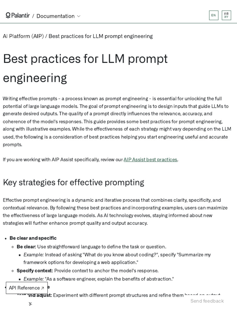 Best Practices For LLM Prompt Engineering - Palantir | PDF