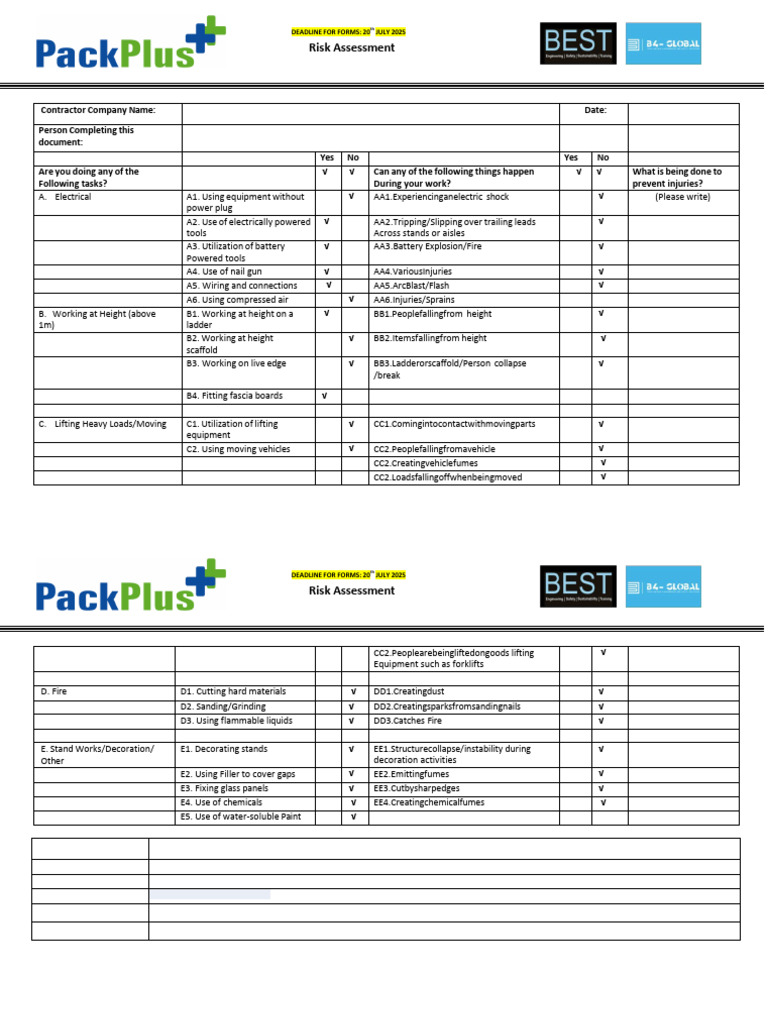 Contractor Risk Assessment PackPlus 2025 | PDF