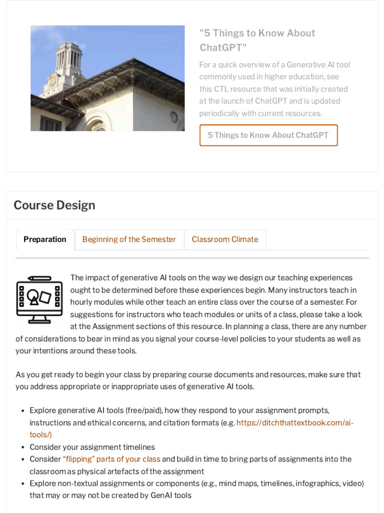Generative AI in Teaching and Learning - UTAustin | PDF