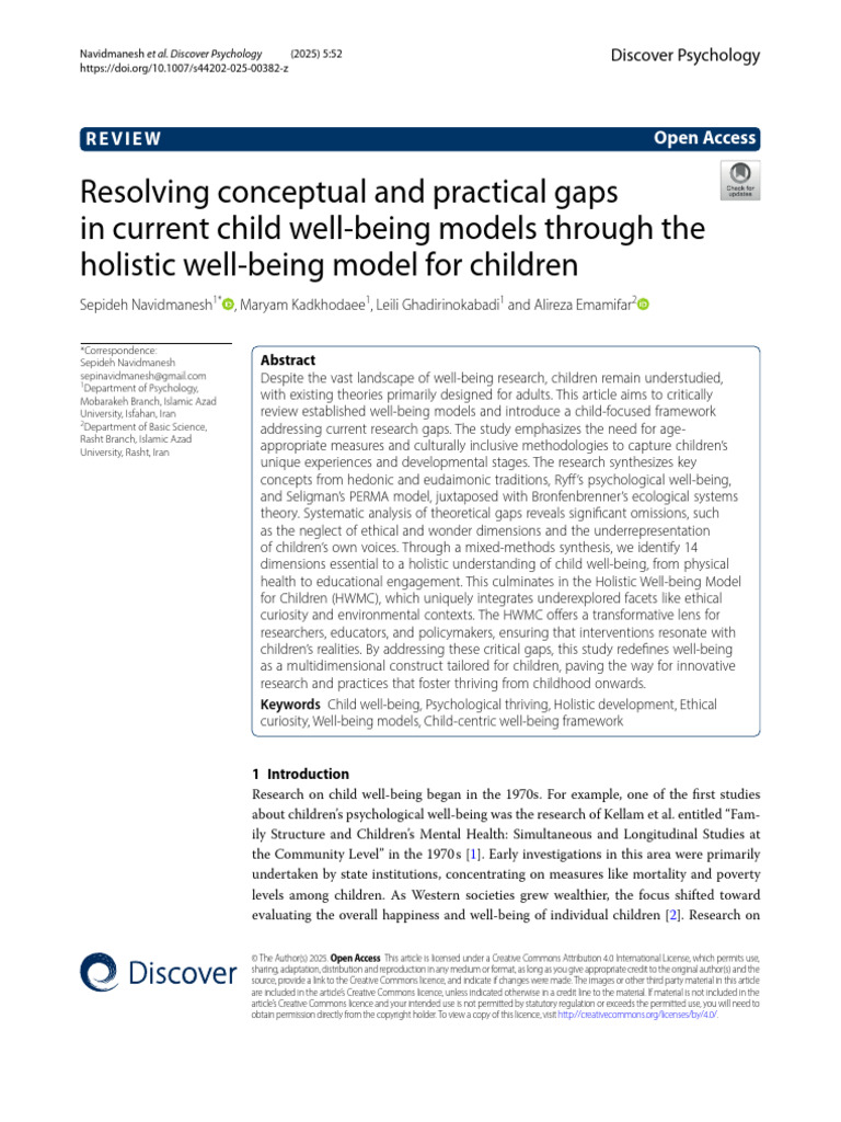 Holistic Well-Being Model For Children | PDF | Well Being | Positive ...