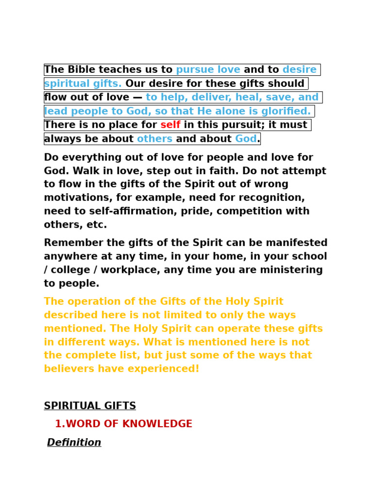 9 Gifts of The Holy Spirit | PDF | Sarah | Jesus